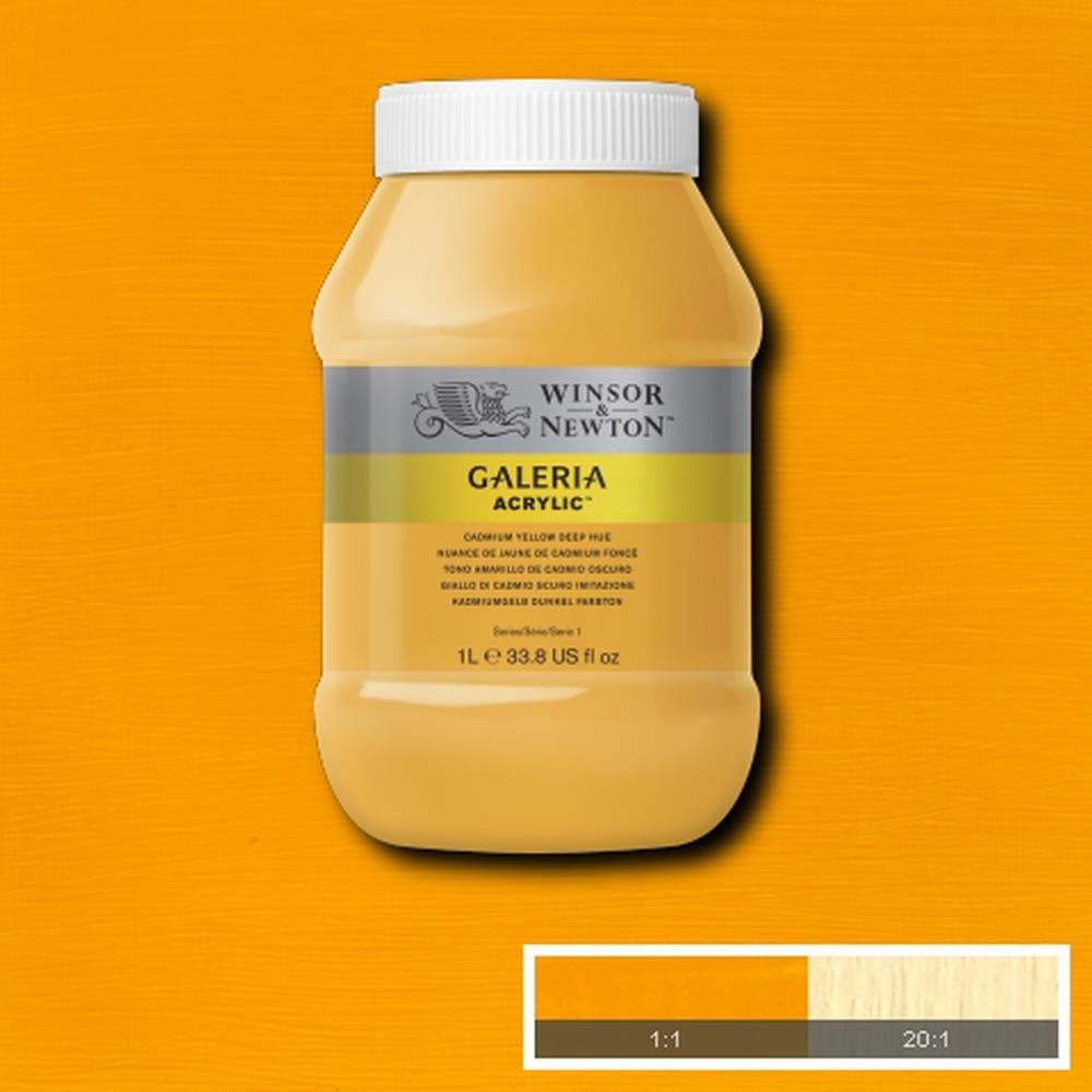 Winsor & Newton 2154115 Galeria Acrylic Paint, High Pigmentation, Non-fading, Butter Consistency, 1000 ml Pot - Cadmium Yellow Dark - Image 3