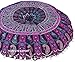 Boho Room Decor Aesthetic: Vintage Indie Purple 32 Inches Indian Mandala Round Pillows Meditation Cushion Cover, Perfect for Cottagecore, Dorm Room & Funky Apartment Hippie Room Decor (Purple 4)