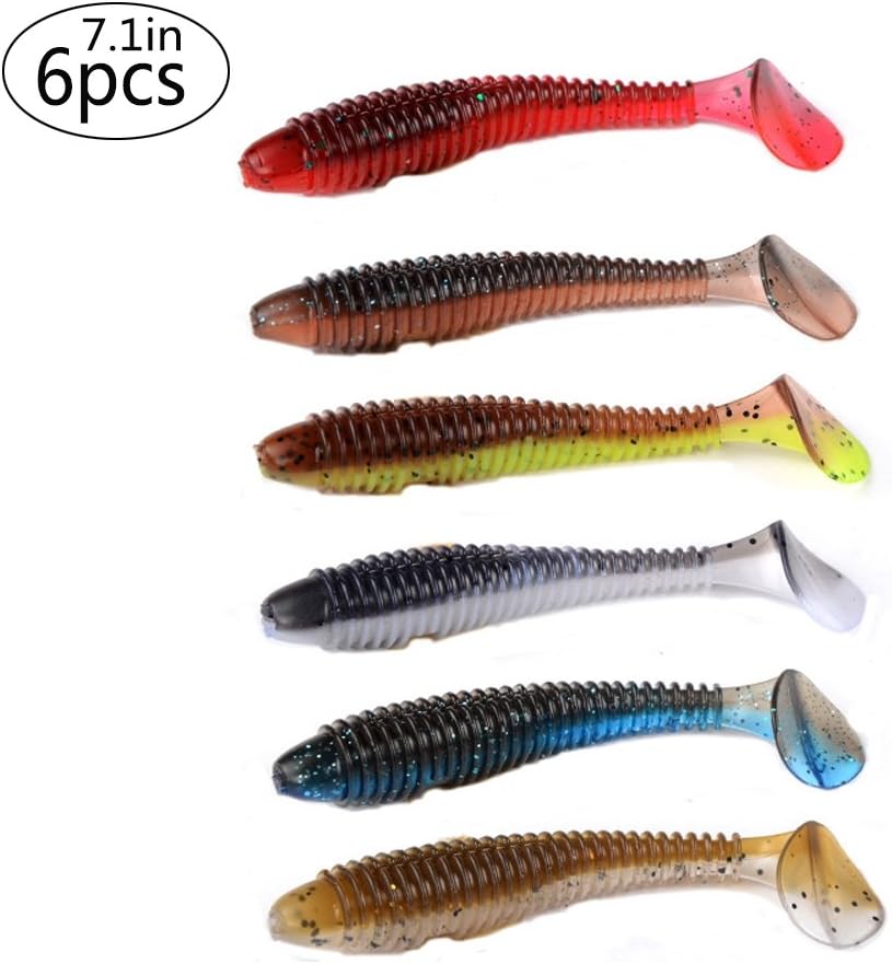 East Rain Tube Soft Bait with Long Tail for Fishing Lure Worm SwimBait for Any Fishing Rigs (PVC,1.18oz./7.1inch, Mulit-Colors Option,More Package)