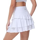 YuKaiChen Women's High Waist Athletic Tennis Golf Skirts Layered Ruffle Pleated Sports Casual with Pockets
