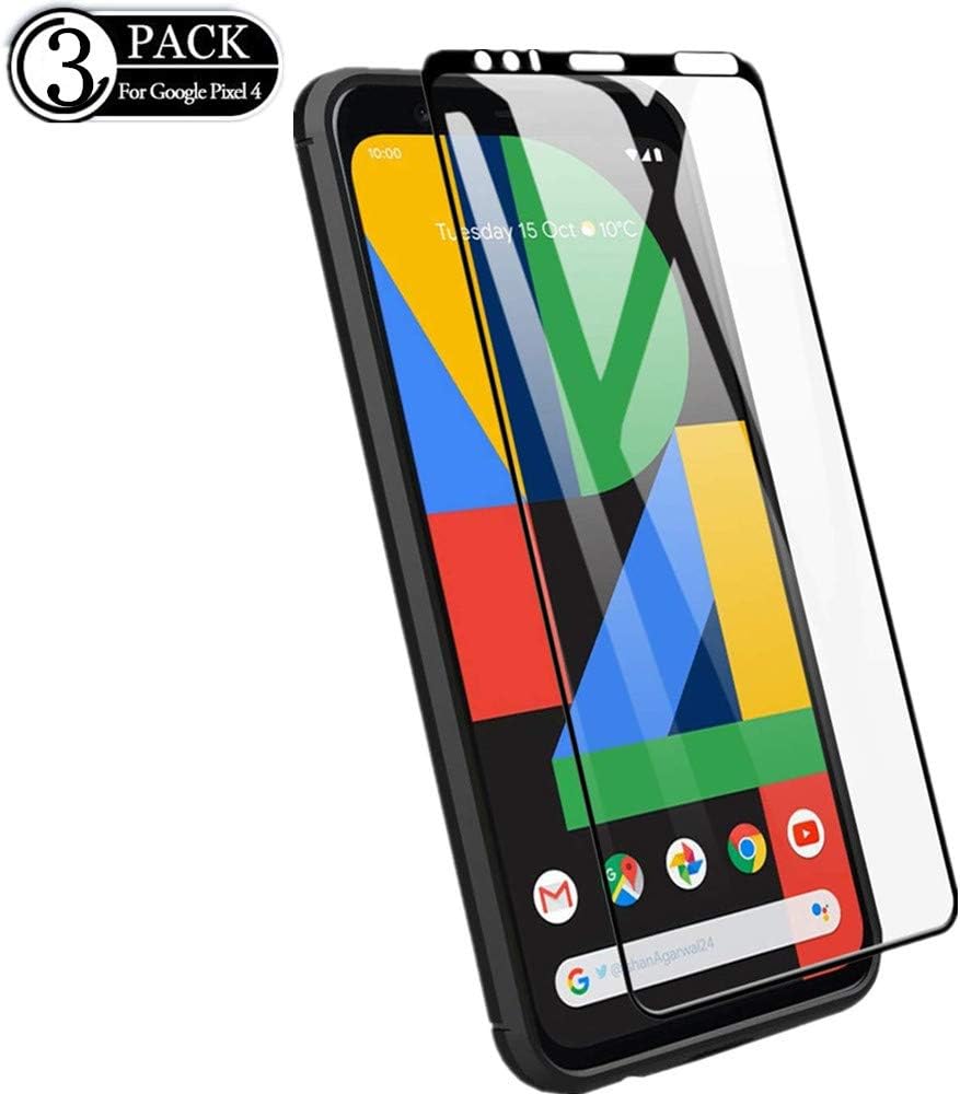 Makos Compatible [2 - Pack] Google Pixel 4 Tempered Glass Screen Protector,[9H Hardness][Anti-Scratch] [Anti-Fingerprint][3D Curved][Ultra Clear] Screen Protector for Google Pixel 4(Black)