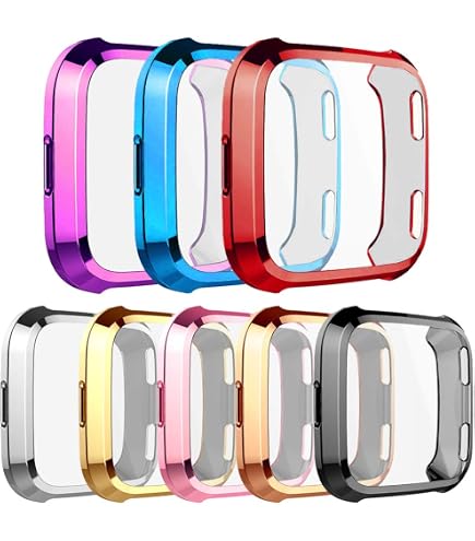 Fintie 3-Pack Soft TPU Case Cover For Fitbit Versa 2 Smartwatch (2019) - Black/Clear/Rose Pink