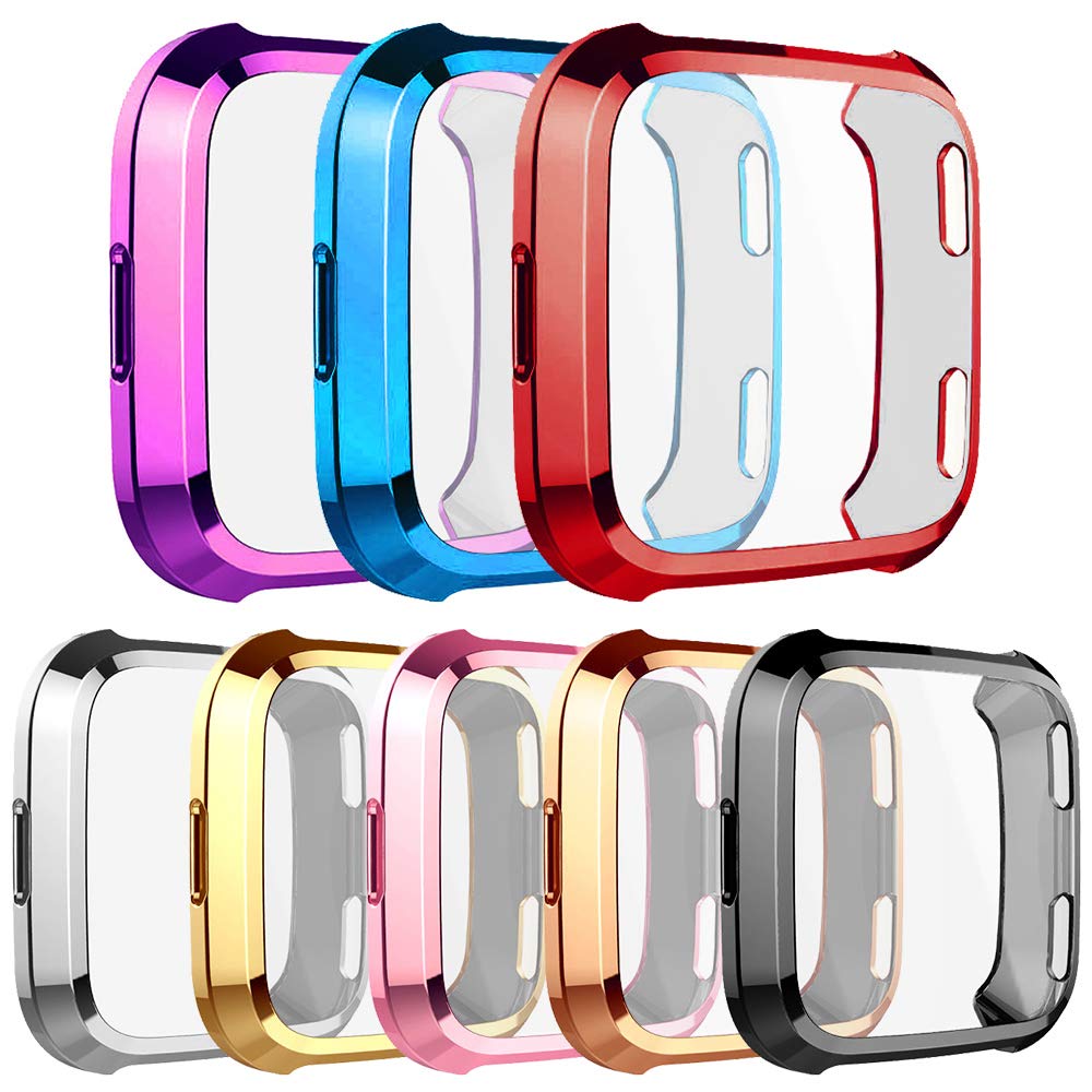 Photo 1 of [8-Pack] Screen Protector Case Compatible with Fitbit Versa Cover,All-Around Soft TPU Plated Cover Ultra Slim Scratch-Proof Bumper Shell Accessories (8 Colors)