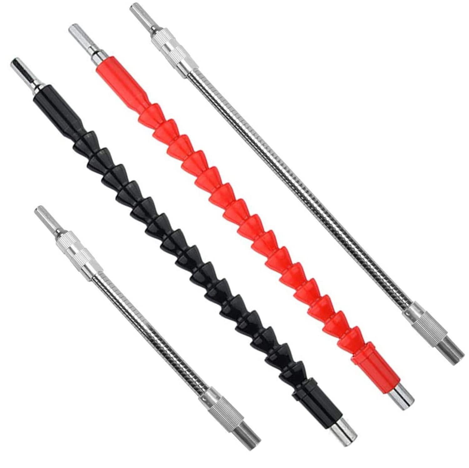 qipuneky 4pcs, Flexible Drill Bit Extension,Screwdriver Soft Shafts,Flexible Screwdriver,Magnetic Flexible Hex Extension Screwdriver Bits Soft Shaft,for Electric Drill