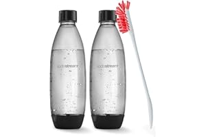 Dishwasher Bottles Bundle Sodastream 2 Pack Black Slim with Deliqo High Quality Cleaning Brush Soda Stream Carbonating Water Drink Healthy BPA_Free