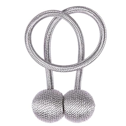 Litterprince Magnetic Curtain Tieback Spherical Chain Buckle Drapery Holdback (Grey)