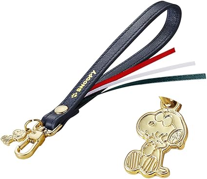 Amazon スヌーピー 本革 ハンドストラップ イタリアンレザー インディゴ ショートストラップ ストラップ マスコット 通販