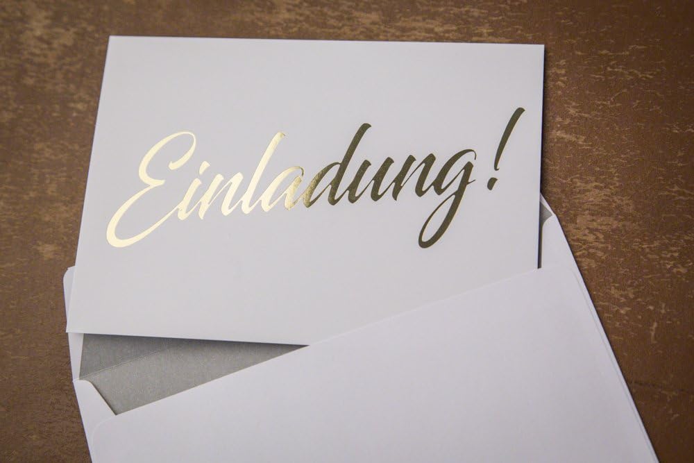 Gold invitation card, 10 single sided cards including 10 envelopes, stylish simple invitation for wedding birth, baby - Image 4