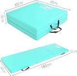 OZE SPORTS Gymnastic Tumble Exercise Mat 6FT Tri Folding Teal Non Slip PU view 2