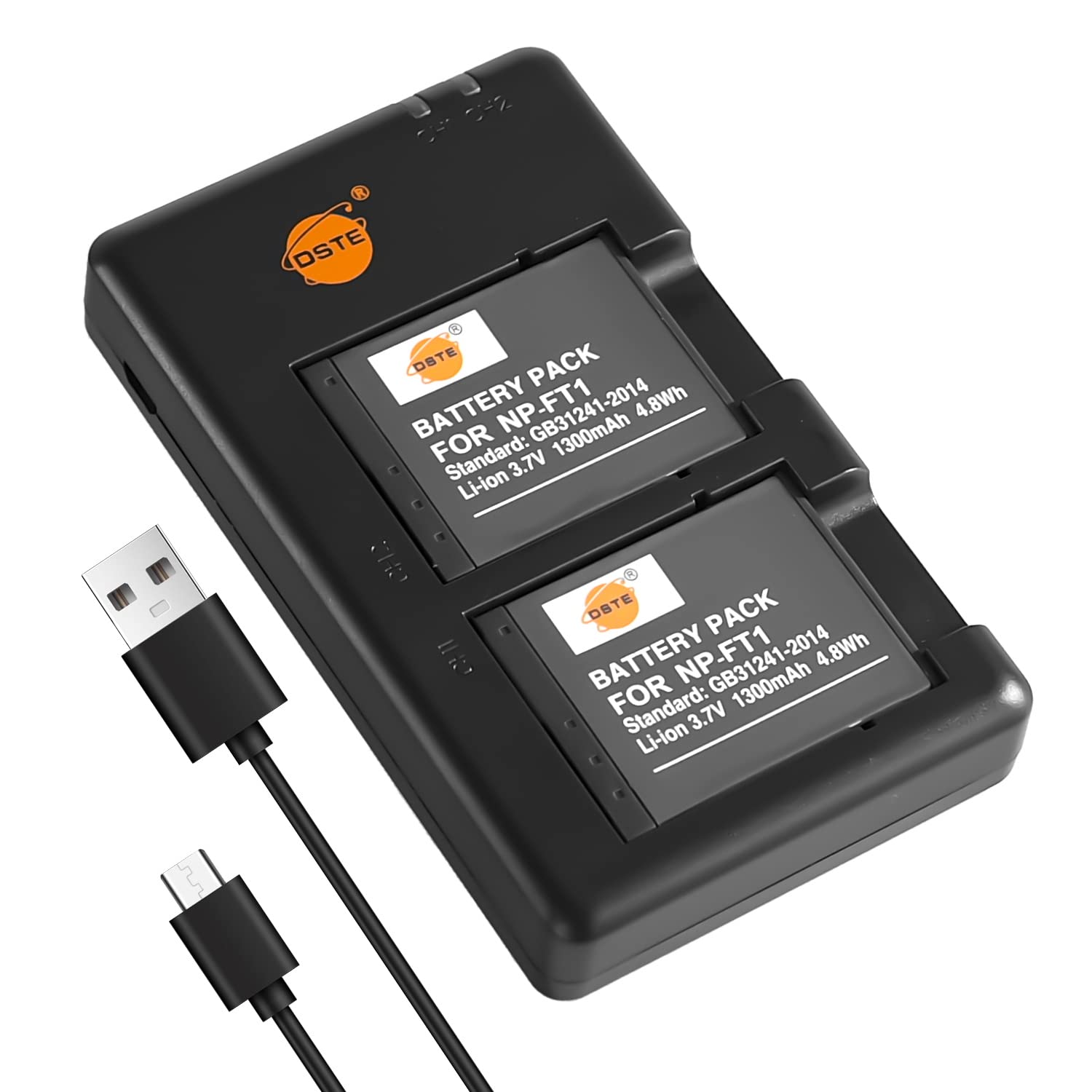 DSTE 2PCS NP-FT1 (1300mAh/3.7V) Battery Charger Set Compatible for Sony CyberShot DSC-M1,DSC-M2,DSC-T1,DSC-T3,DSC-T3S,DSC-T5,DSC-T9,DSC-T10,DSC-T11,DSC-T33