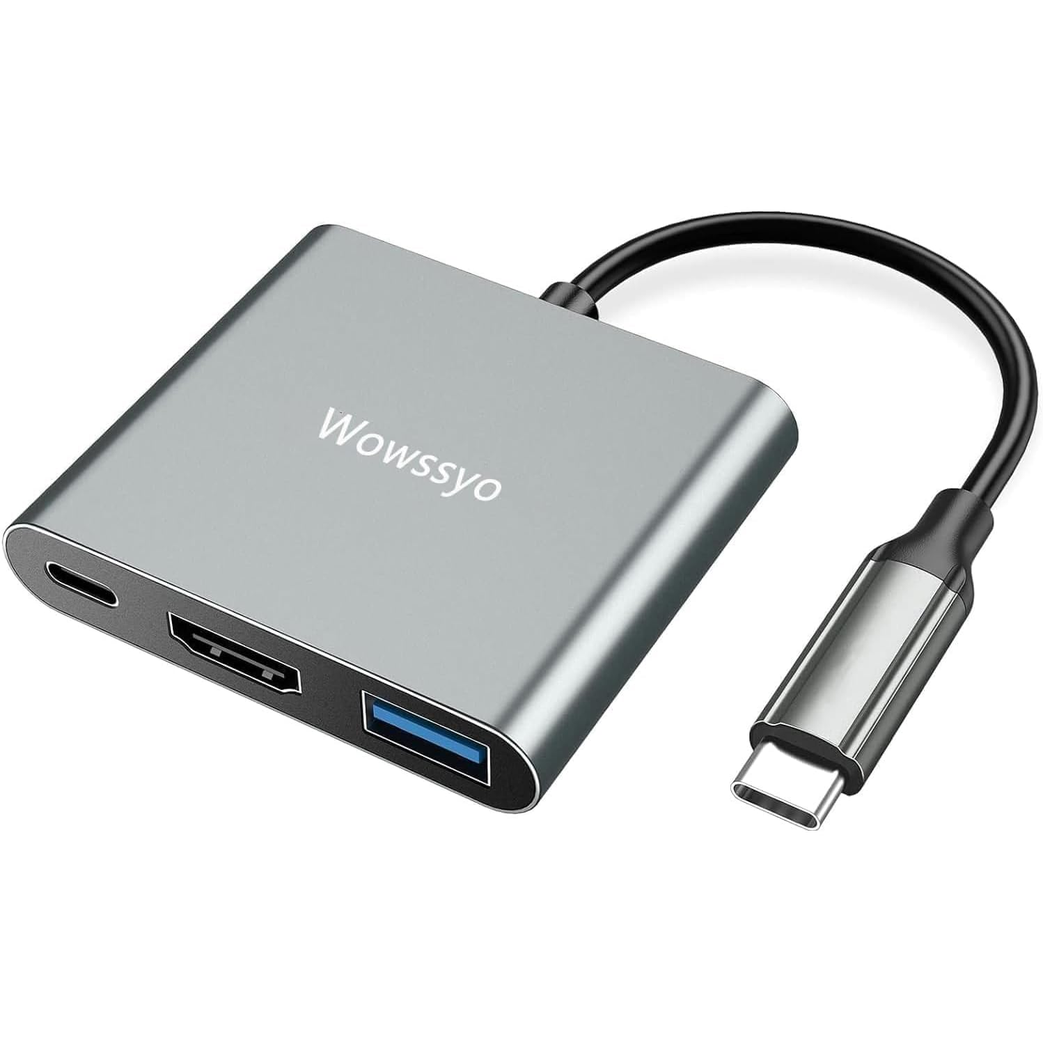 Wowssyo USB C Hub 3-in-1 Docking Station, USB 3.0 Adapter Multiport HDTV Hub, 87W PD, MacBook Pro/ Air, iPad, Switch, Dell, Windows & Other USB-C Devices