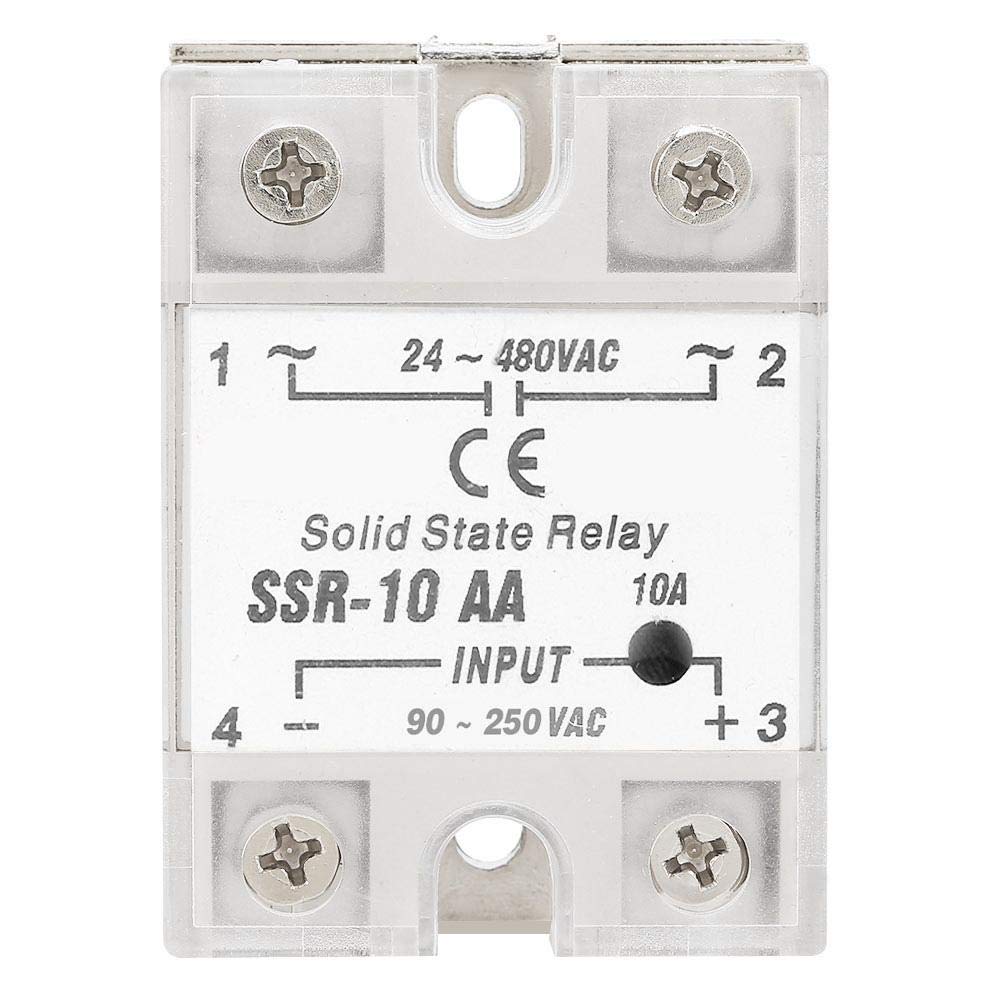 Solid State Relay 10A Single Phase Semiconductor Relay Module SSR Industrial Automation Devices AC-AC Input 90-250V AC Output 24-480V AC SSR-10 AA