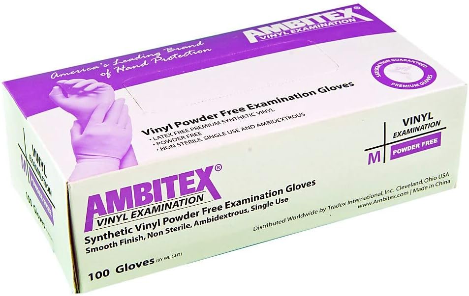 Tradex International Powder-Free Vinyl Exam Gloves, Small, Clear, Box Of 100