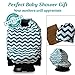 Nursing Breastfeeding Cover Scarf - Baby Car Seat Canopy, Shopping Cart, Stroller, Carseat Covers for Girls and Boys - Seafoam Chevron