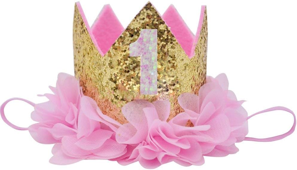 Golden Swallow Birthday Crown Baby Girl Flower Tiara Headband Party Hat Hairband