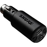 Shure MVX2U XLR-to-USB Interface with Headphone Jack, 60dB Gain, Zero-Latency Monitoring, 48V Phantom Power, ShurePlus App, U