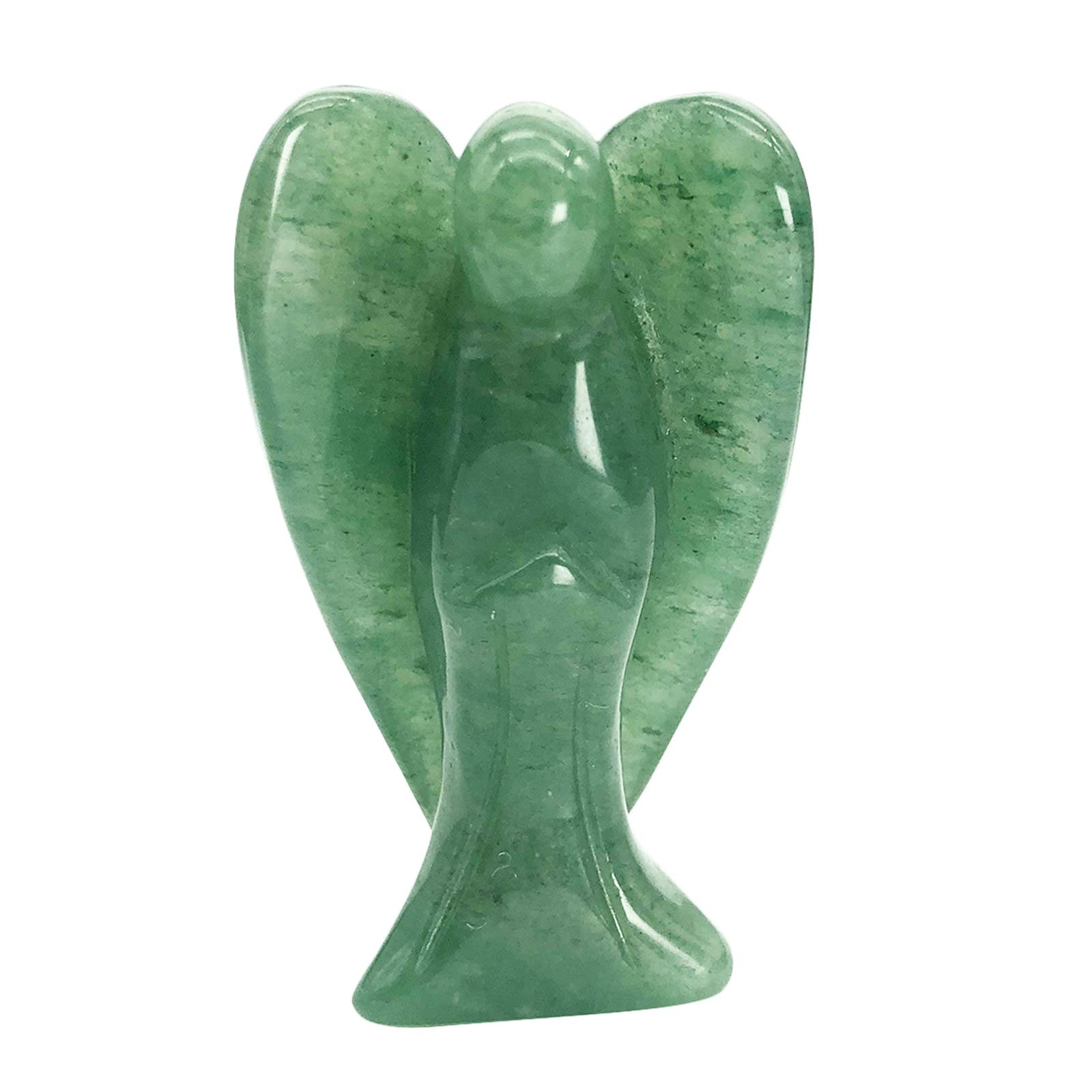 favoramulet 2 Inches Green Aventurine Crystal Pray Guardian Angel Statue, Carved Healing Peace Angel with Wing Figurine Pocket Stone