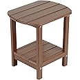 nalone Adirondack Side Table 16.5" Outdoor Side Table HDPE Plastic Double Adirondack End Table Small Table for Patio(Wood)
