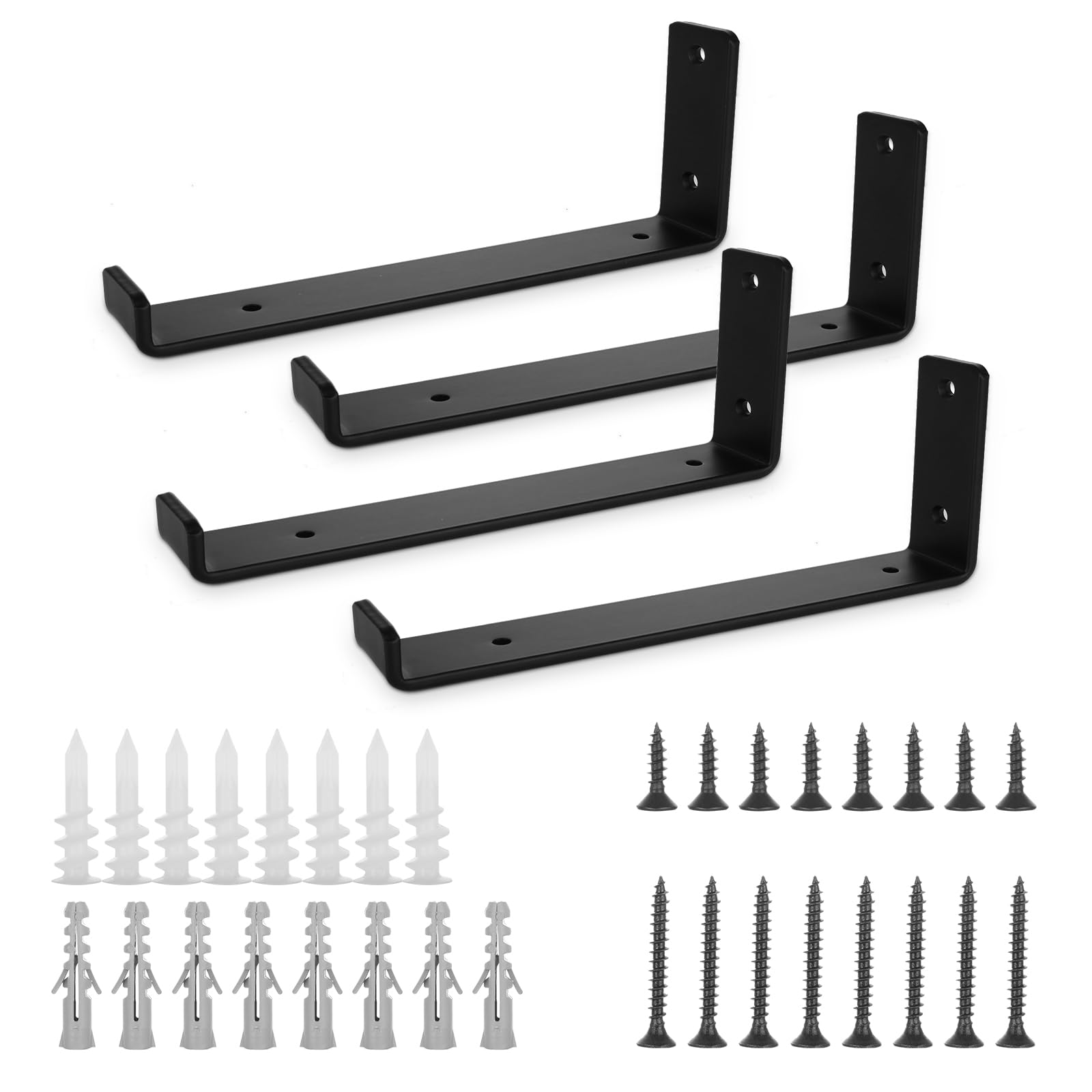 SENENQU 4 Pack Heavy Duty Shelf Brackets, 225mm x 110mm x 40mm Metal Scaffold Board Shelf Brackets, Industrial Shelving Brackets for Shelves | Matching Screws & Anchors Included