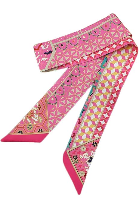 Kofun - Ruban Satin Floral 100x5cm - Bandeau Cheveux, Poignée Sac Ou Foulard - Multifonction Et élégant
