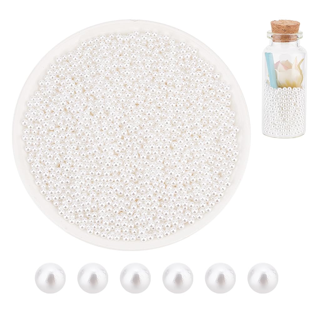 OLYCRAFT 4700pcs 3mm White Acrylic Round Pearl Beads for Resin Crafting, Nail Art, Makeup, Jewelry Making and Wedding