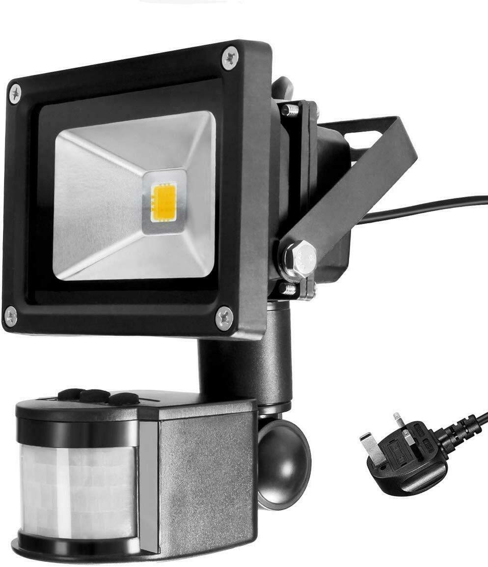 Yangers LED Floodlight 20W with PIR Sensor Outdoor Mains Powered UK Plug, IP65 Waterpoof 1000lm Bright Day White 240V External Security Lamp Beaming Angle Flood Light for Garden Garage Loft Indoor