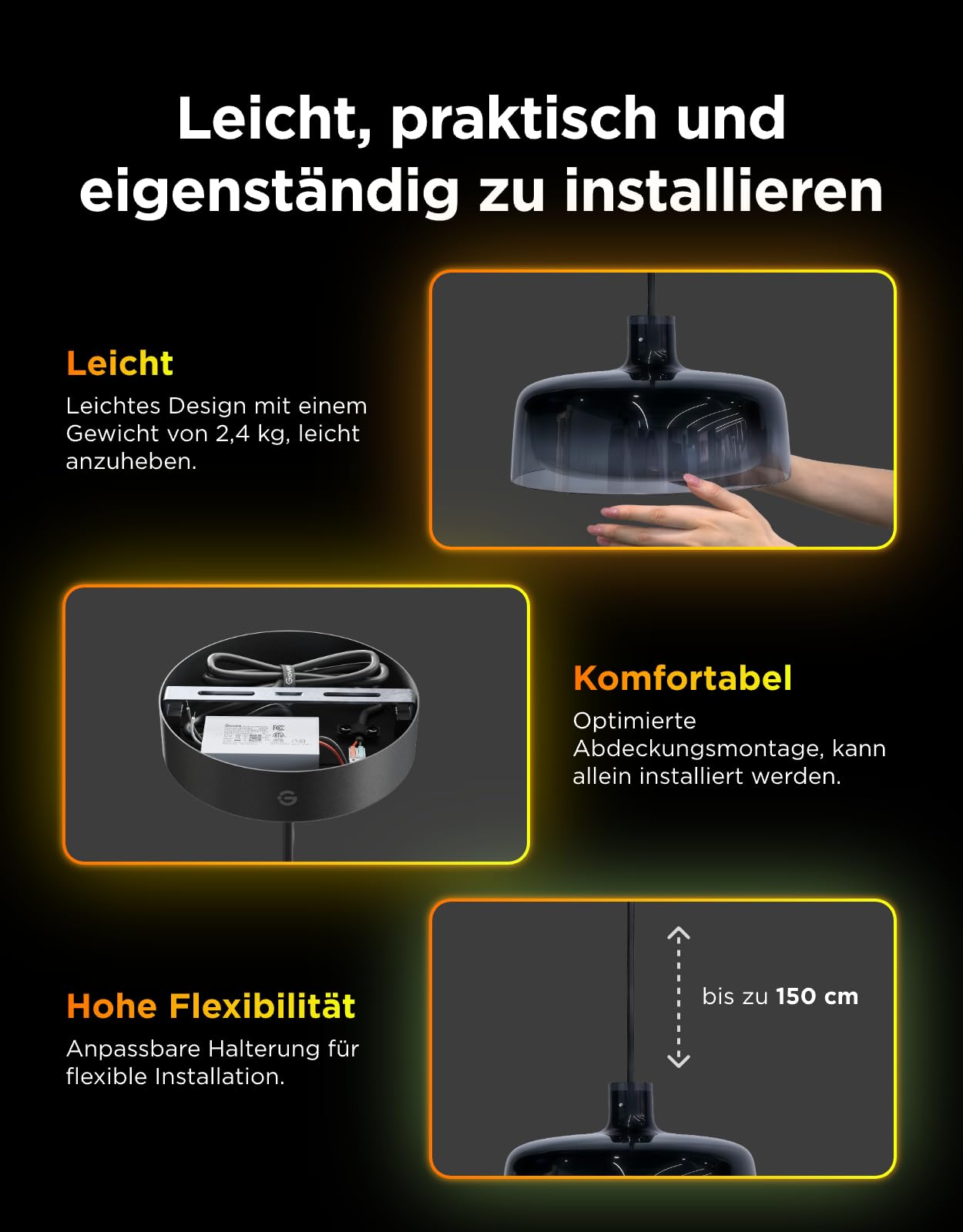 Govee Pendelleuchte, Smart RGBIC und Weißlicht-Hängelampe Esstisch, Drei Lichtringe Segmentierungskontrolle Pendant Light, Dimmable Esszimmerlampe Funktioniert mit Matter für Küche Esstisch 8