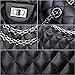 SanMario Designer Handbag Lambskin Classic Quilted Grained Double Flap Black Metal Chain Women's Crossbody Shoulder Bag Black 25.5cm/10