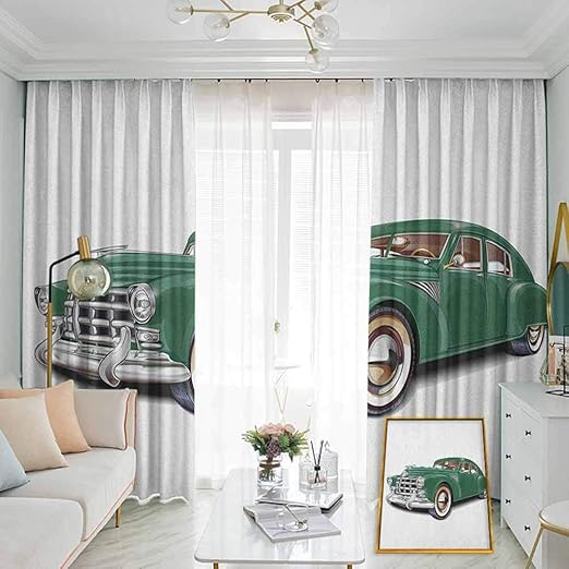 Manly Cortinas plisadas con opaco y forro antiguo, modelo antiguo