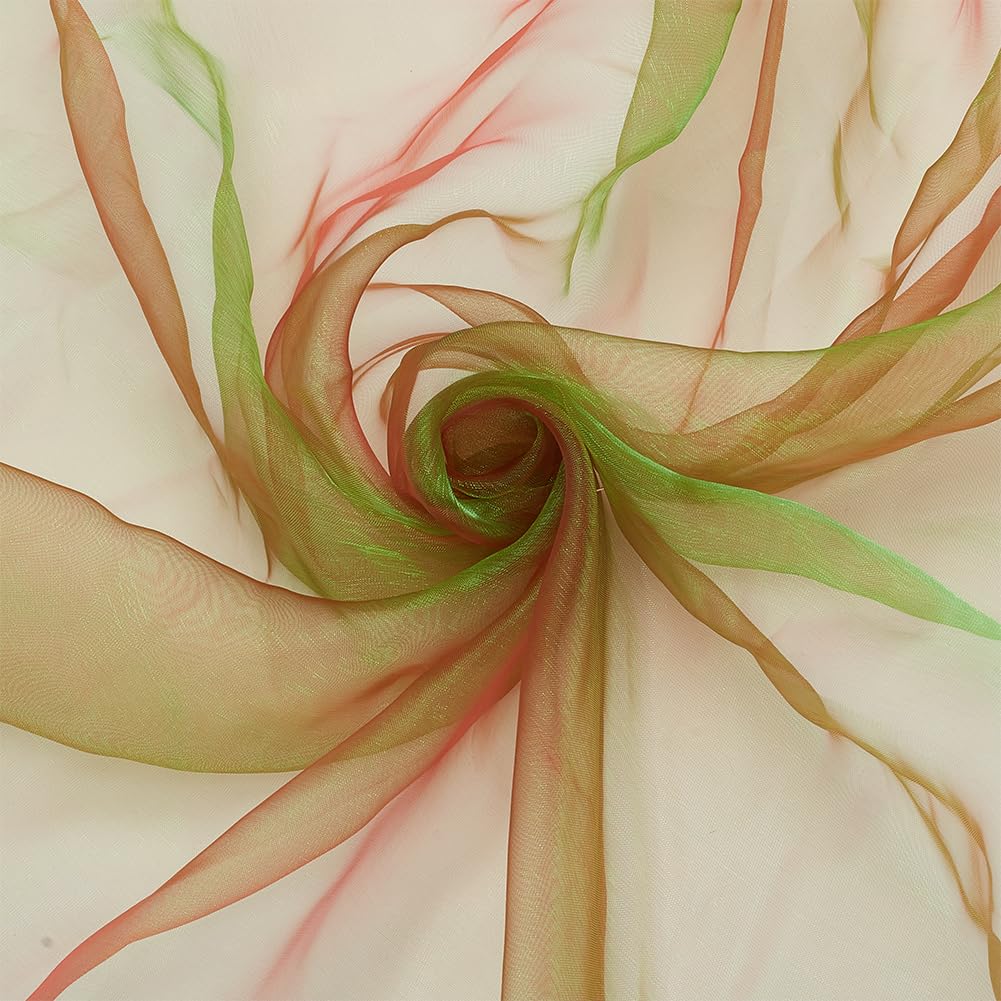 HOBBIESAY 3m Two Tone Lightweight Sheer Organza Fabric 1.5m Sea Green Voile Fabric Iridescen Holographic Gauze Fabric Lace Oganza Tulle Fabric Polyester Sheer Fabric for Clothing Wedding Decoration