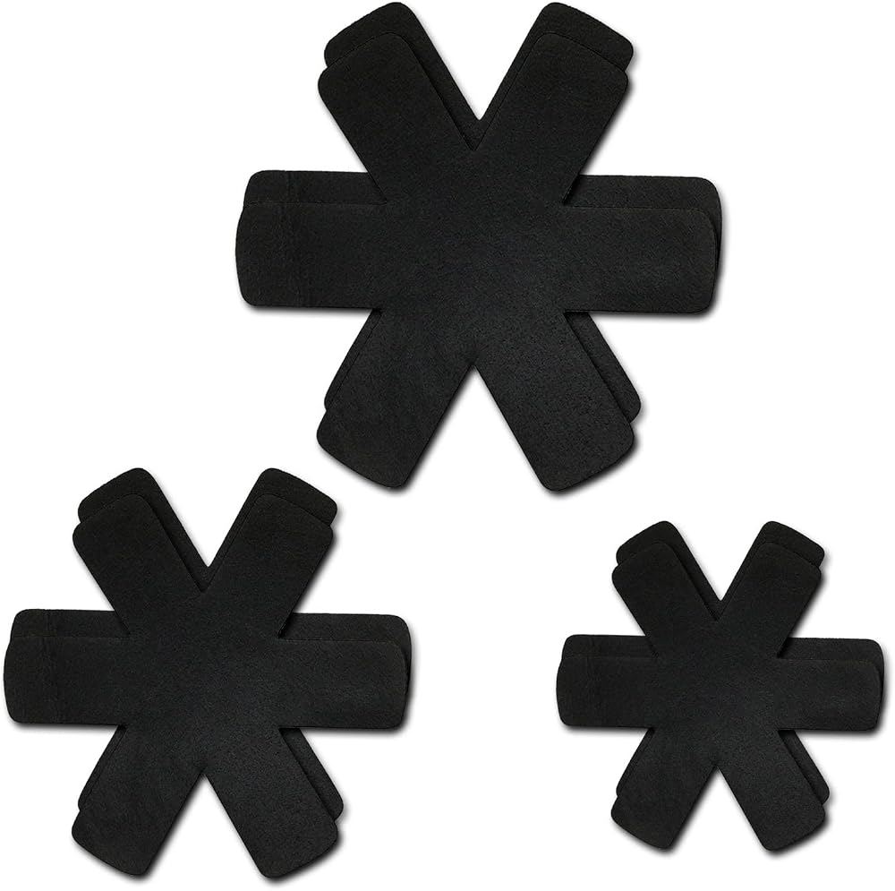 MUNSKT 6 Piece Pot Pan Protectors Felt Divider Set Adjustable 3 Sizes