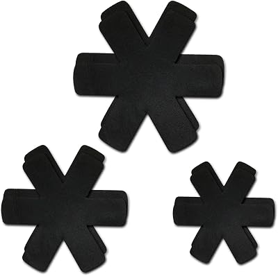 MUNSKT 6 Piece Pot Pan Protectors Felt Divider Set Adjustable 3 Sizes