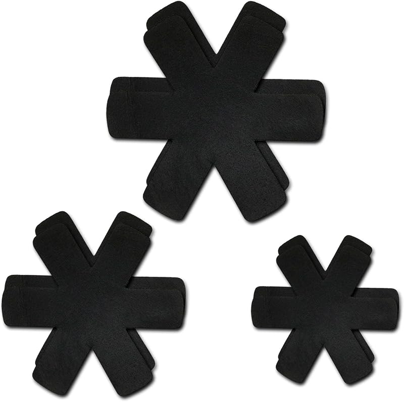 MUNSKT 6 Piece Pot Pan Protectors Felt Divider Set Adjustable 3 Sizes