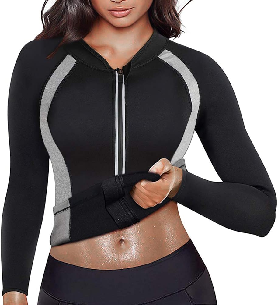 Neoprene Sauna Suit Hot Sweat Slimming Body Shaper Workout Jacket Shaperwear Tops: Clothing