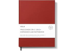 Vela Sciences Advanced S7R-C Expanded ProCover Lab Notebook, 9.25 x 11.75 in (23.5 x 30 cm), 144 Pages, Red Synthetic Leather, Permanent Bound, 70lb Heavyweight Paper (1-Pack, Grid+)