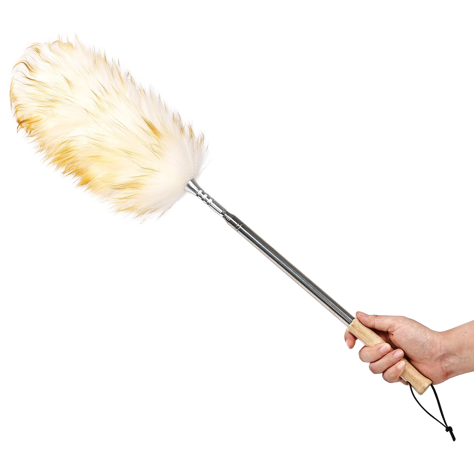 Photo 1 of Lambswool Duster Extendable 31-88 Inch, Anti-Static Flexible Head, Stainless Steel Pole for High Ceilings, Fans, Interior & Roof Dusting - Yellow & White