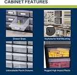 Akro-Mils 10124 24-Drawer Plastic Storage Cabinet Black 50.8 W x 16 D x 40.6 H view 4