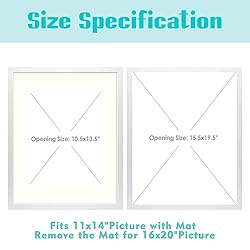Frametory, 16x20 Picture Frame with Mat for 11x14