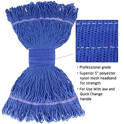 image for Bonison 16 oz Cotton Easy Wring Saddle Mop Head Refill, Heavy Duty Loo