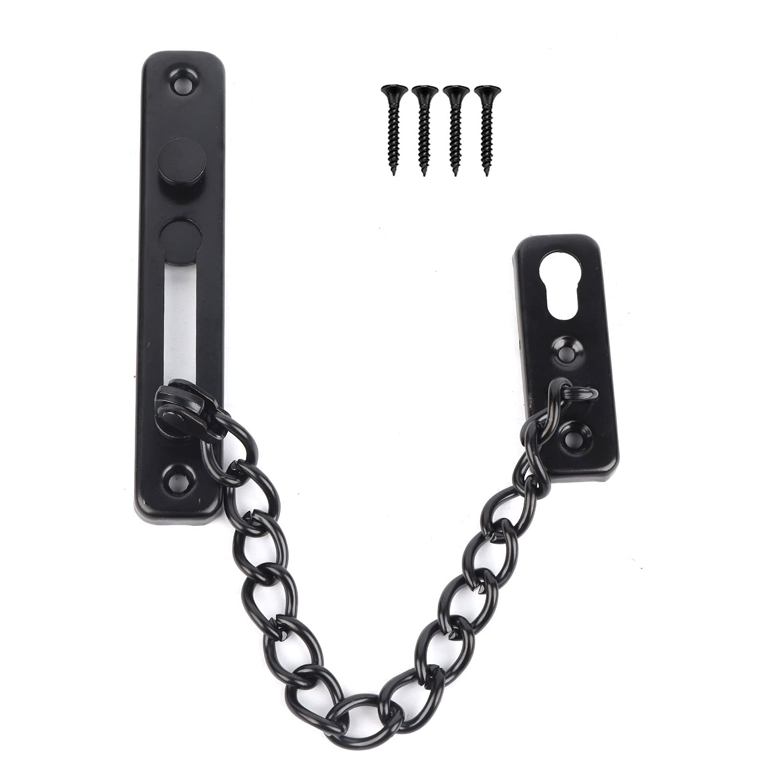 Security Door Chain Safety Door Lock Anti-Theft Chain Latch for Home Security（Black, 201 Stainless Steel）