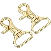 PATIKIL Lobster Clasp Keychains, 2 Pack 1 Inch Pure Brass Oval Lobster Clasps Swivel Trigger Snap Hook Purse Lanyard Clips for DIY Leather Craft