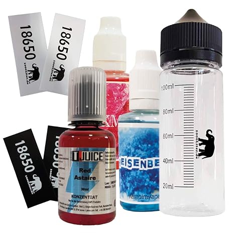 1x Heisenberg 1x Red Astaire 1x Pinkman Aroma je 30ml und 1 Mischflasche und 4 Akkusleeves OHNE NIKOTIN