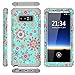 Lontect Compatible Galaxy Note 8 Case Floral 3 in 1 Heavy Duty Hybrid Sturdy High Impact Shockproof Protective Cover Case for Samsung Galaxy Note 8, Teal/Flower