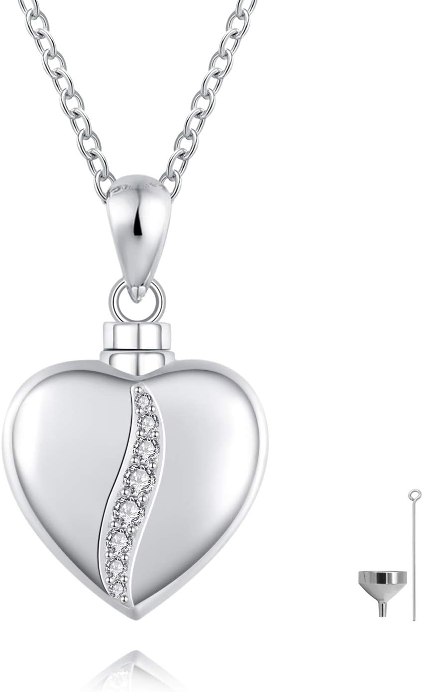 Memorial Cremation Jewelry 925 Sterling Silver Keepsake Urn Necklace for ashes - Forever in My Heart