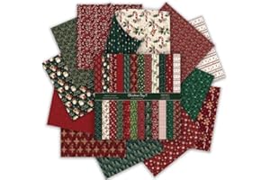 Christmas Scrapbook Paper, 24Sheets/12 Designs Decorative Christmas Craft Paper, Double-Sided Grid Winter Pattern paper for S
