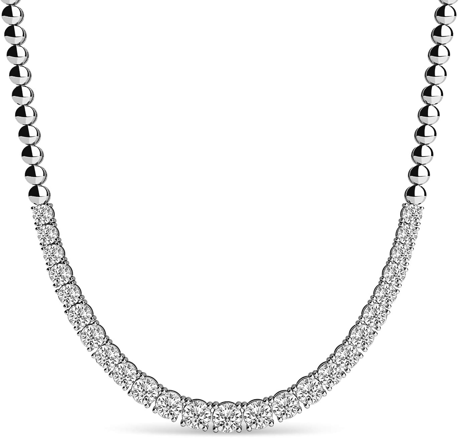 Lab Grown Diamond Graduated Tennis Necklace 18k White Gold