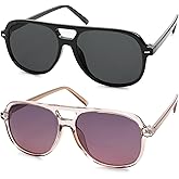 HERJOUR Retro Trendy Polarized Aviator Sunglasses Womens Mens 70s Classic Vintage Oversized Sun Glasses AR82278