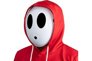 camzezy Shy Guy Mask for Halloween Cosplay Costume Full Face White Mask Game Cosplay Costume Props Accessories for Halloween