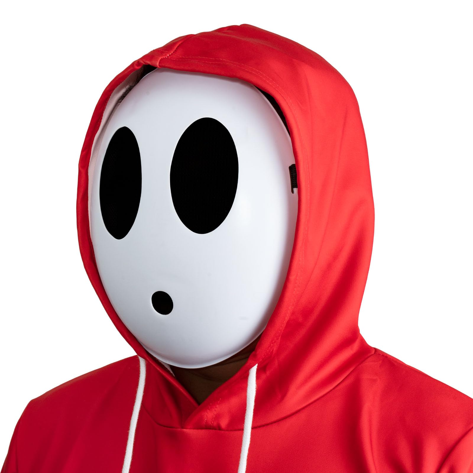 Varuotu Shy Guy Mask White Anime Mask Halloween Mask Funny Face Mask Halloween Costume Cosplay Props Accessories (Boy+Black Cloa