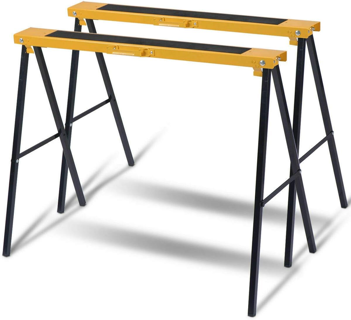 2 Pack Heavy Duty Saw Horse Steel Folding Legs Sawhorse 275 lbs Capacity Each